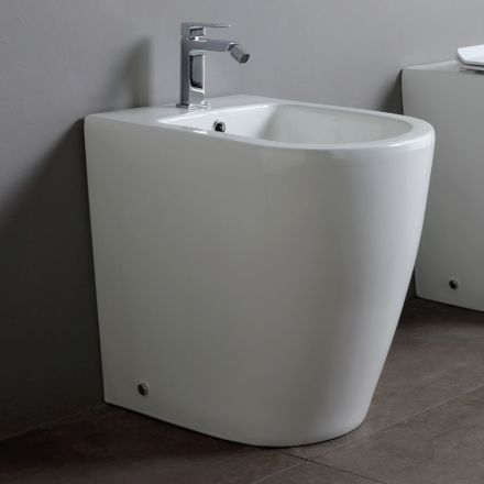 Bidet Monoforo con Scarico Traslato in Ceramica dal Design Moderno - Oleandro  Viadurini