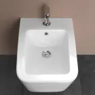 Bidet Monoforo Sospeso in Ceramica Bianca dal Design Moderno Elegante - Giunco Viadurini