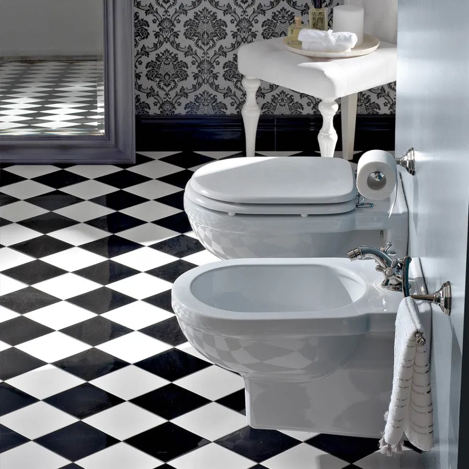 Bidet Monoforo Vintage Sospeso in Ceramica Bianca Made in Italy – Marwa Viadurini