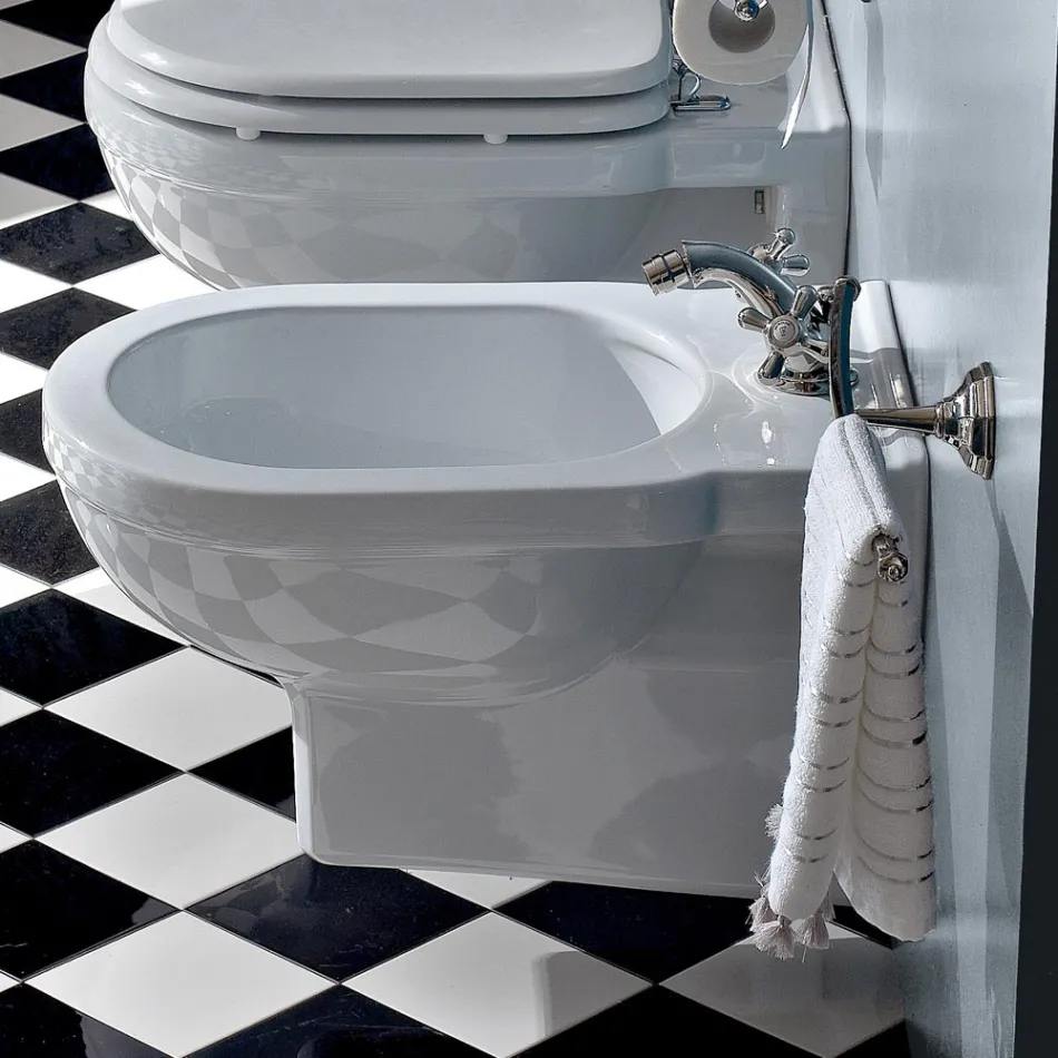 Bidet Monoforo Vintage Sospeso in Ceramica Bianca Made in Italy – Marwa Viadurini
