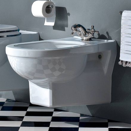 Bidet Monoforo Vintage Sospeso in Ceramica Bianca Made in Italy – Marwa Viadurini