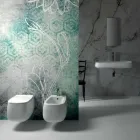 Bidet sospeso di design in ceramica bianco Gaiola, fatto in Italia Viadurini
