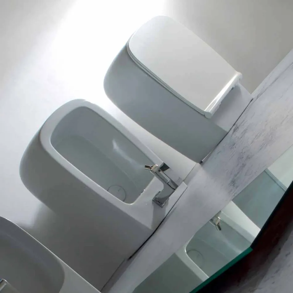 Bidet sospeso di design in ceramica bianco Gaiola, fatto in Italia Viadurini