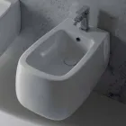 Bidet sospeso di design in ceramica bianco Gaiola, fatto in Italia Viadurini