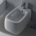 Bidet sospeso di design in ceramica bianco Gaiola, fatto in Italia