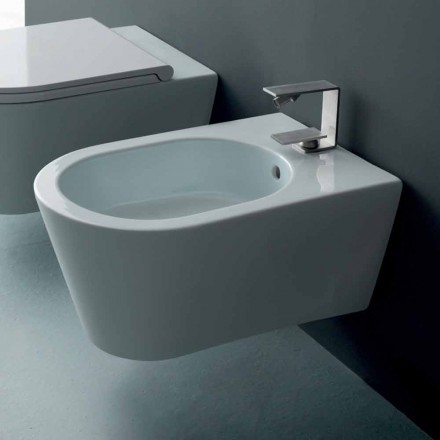 Bidet sospeso in ceramica di design Sun Round 57x37cm, made in Italy Viadurini