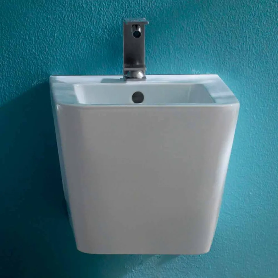 Bidet sospeso in ceramica di design Sun Square 55x35cm, made in Italy Viadurini