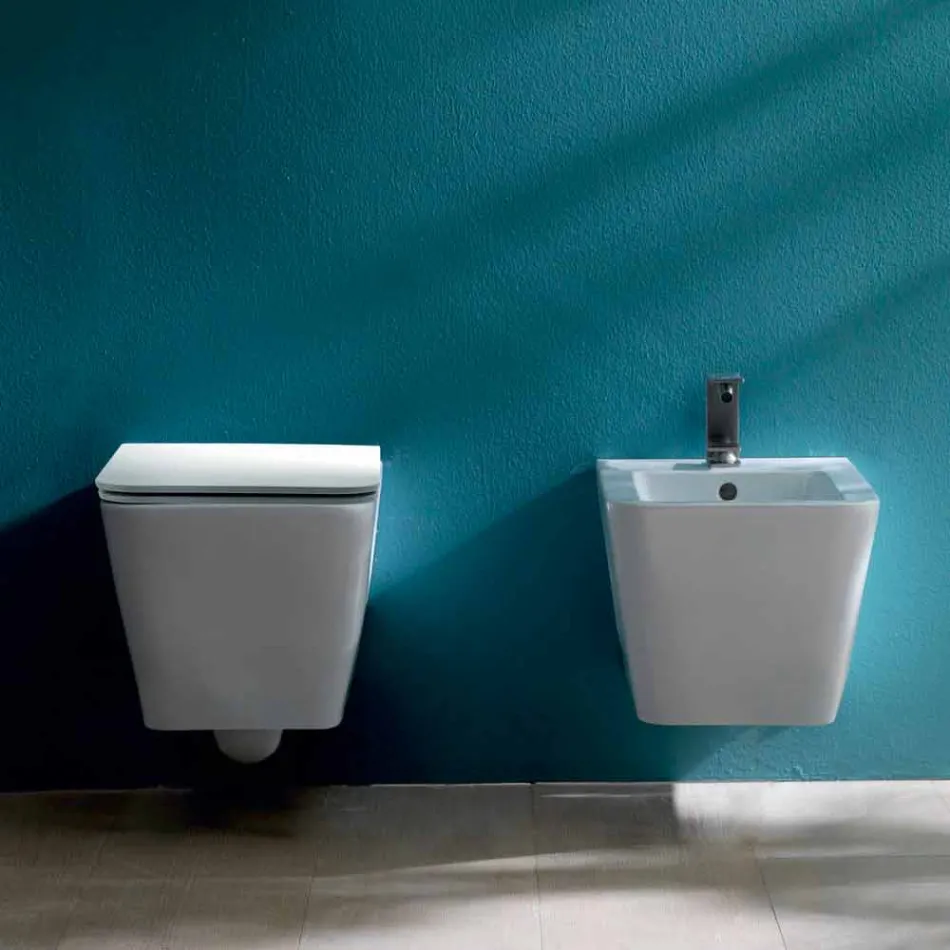 Bidet sospeso in ceramica di design Sun Square 55x35cm, made in Italy Viadurini