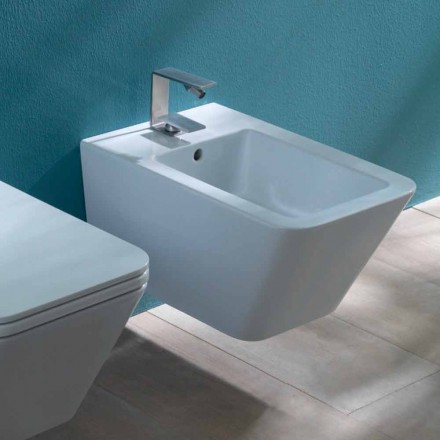 Bidet sospeso in ceramica di design Sun Square 55x35cm, made in Italy Viadurini