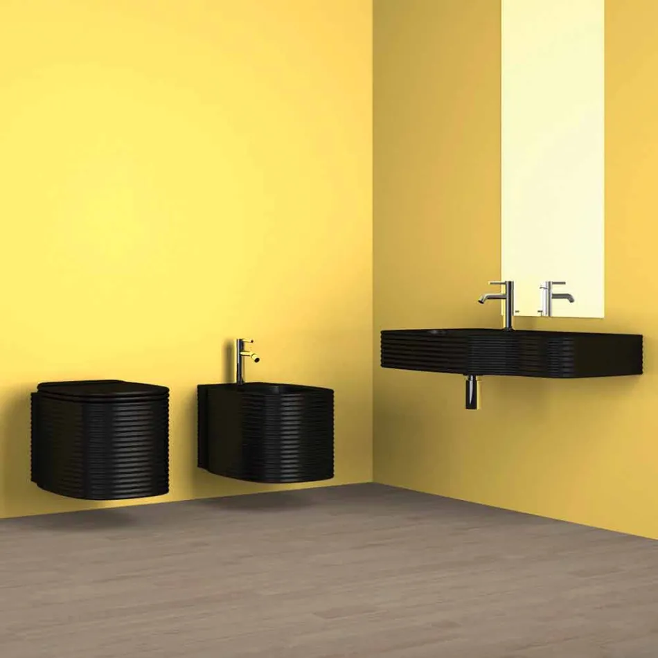 Bidet sospeso in ceramica di moderno design prodotto in Italia, Amleto Viadurini