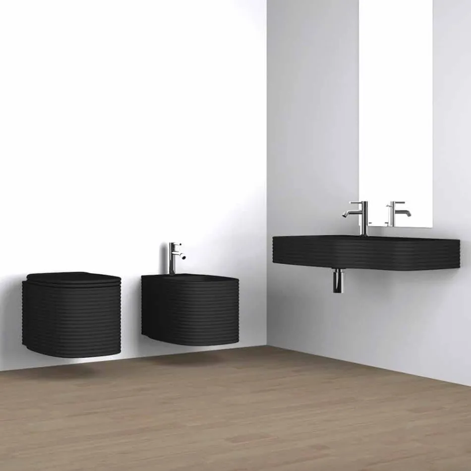 Bidet sospeso in ceramica di moderno design prodotto in Italia, Amleto Viadurini
