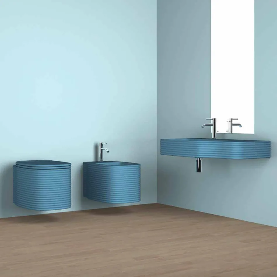 Bidet sospeso in ceramica di moderno design prodotto in Italia, Amleto Viadurini