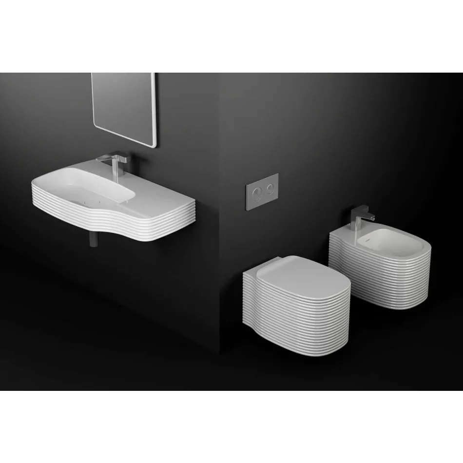Bidet sospeso in ceramica di moderno design prodotto in Italia, Amleto Viadurini
