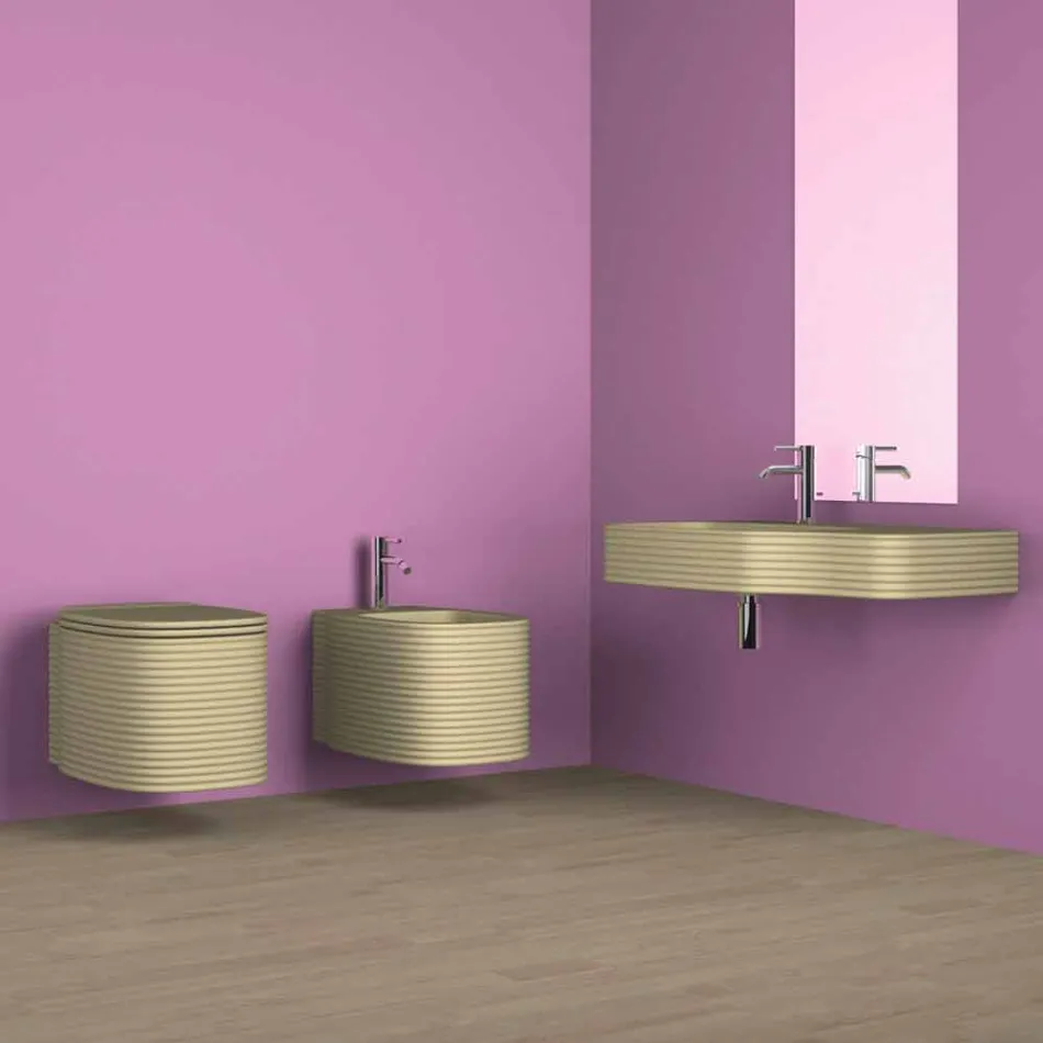 Bidet sospeso in ceramica di moderno design prodotto in Italia, Amleto Viadurini