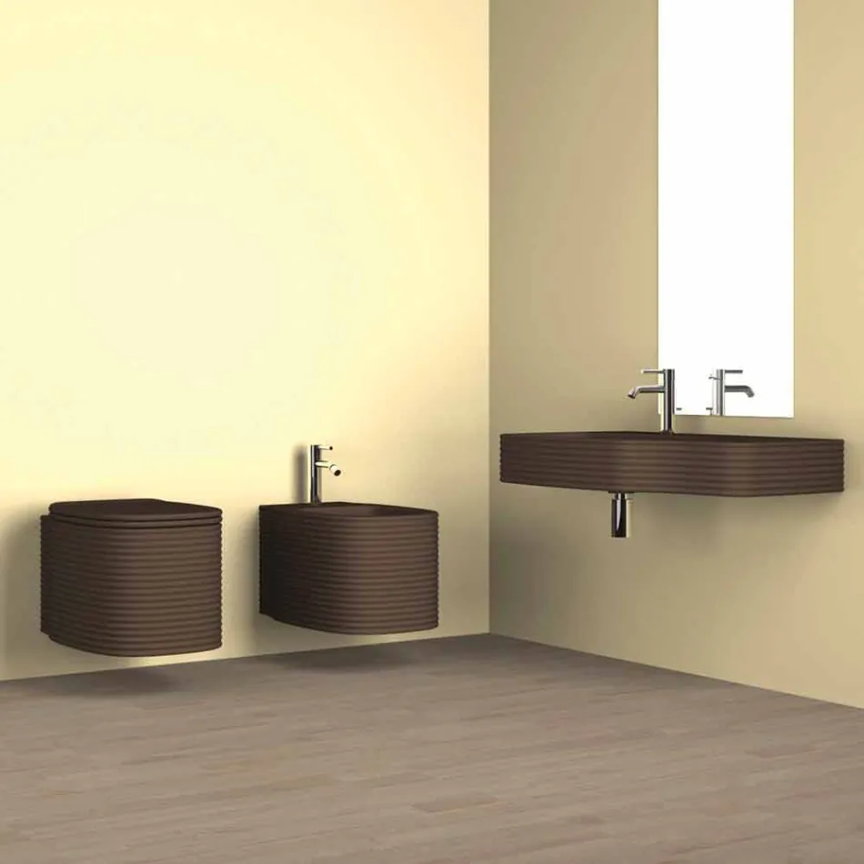 Bidet sospeso in ceramica di moderno design prodotto in Italia, Amleto Viadurini