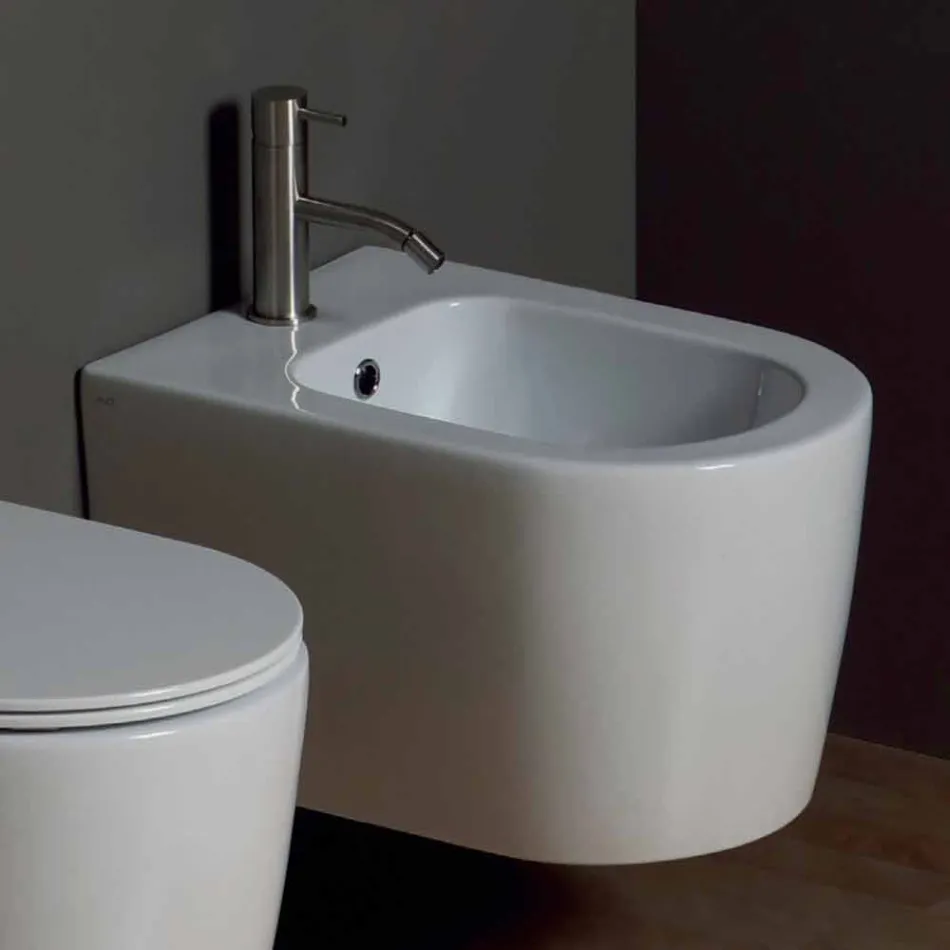 Bidet sospeso in ceramica moderno Shine Square 50x35cm, made in Italy Viadurini