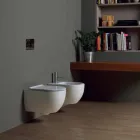 Bidet sospeso moderno in ceramica bianca Star 50x35cm made in Italy Viadurini