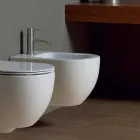 Bidet sospeso moderno in ceramica bianca Star 50x35cm made in Italy Viadurini