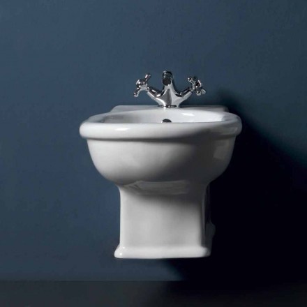 Bidet sospeso moderno in ceramica bianca Style 54x36 cm, made Italy Viadurini