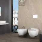 Bidet Sospeso Monoforo in Ceramica Bianca Resistente dal Design Moderno - Aster Viadurini