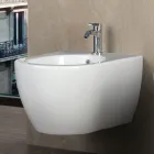 Bidet Sospeso Monoforo in Ceramica Bianca Resistente dal Design Moderno - Aster Viadurini