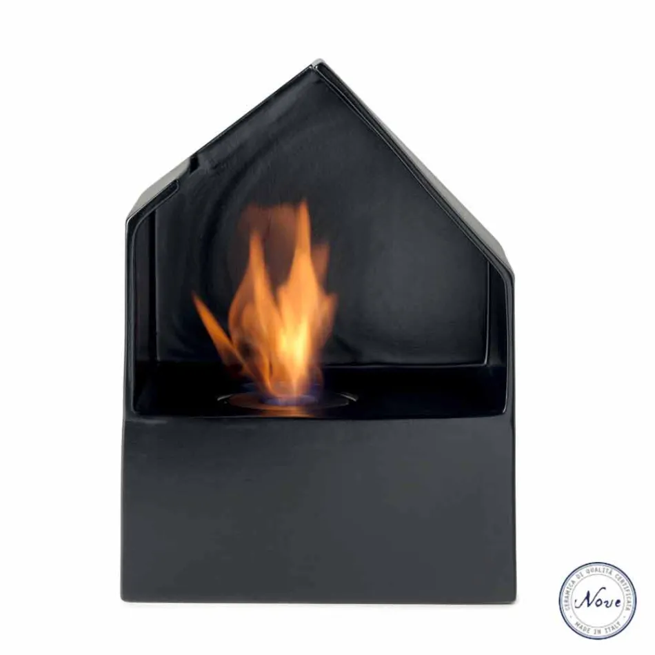 Biocamino da appoggio a bioetanolo in ceramica e acciaio Curtis Viadurini