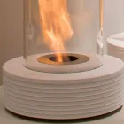 Biocamino da appoggio rotondo in marmo Gordon, made in Italy Viadurini