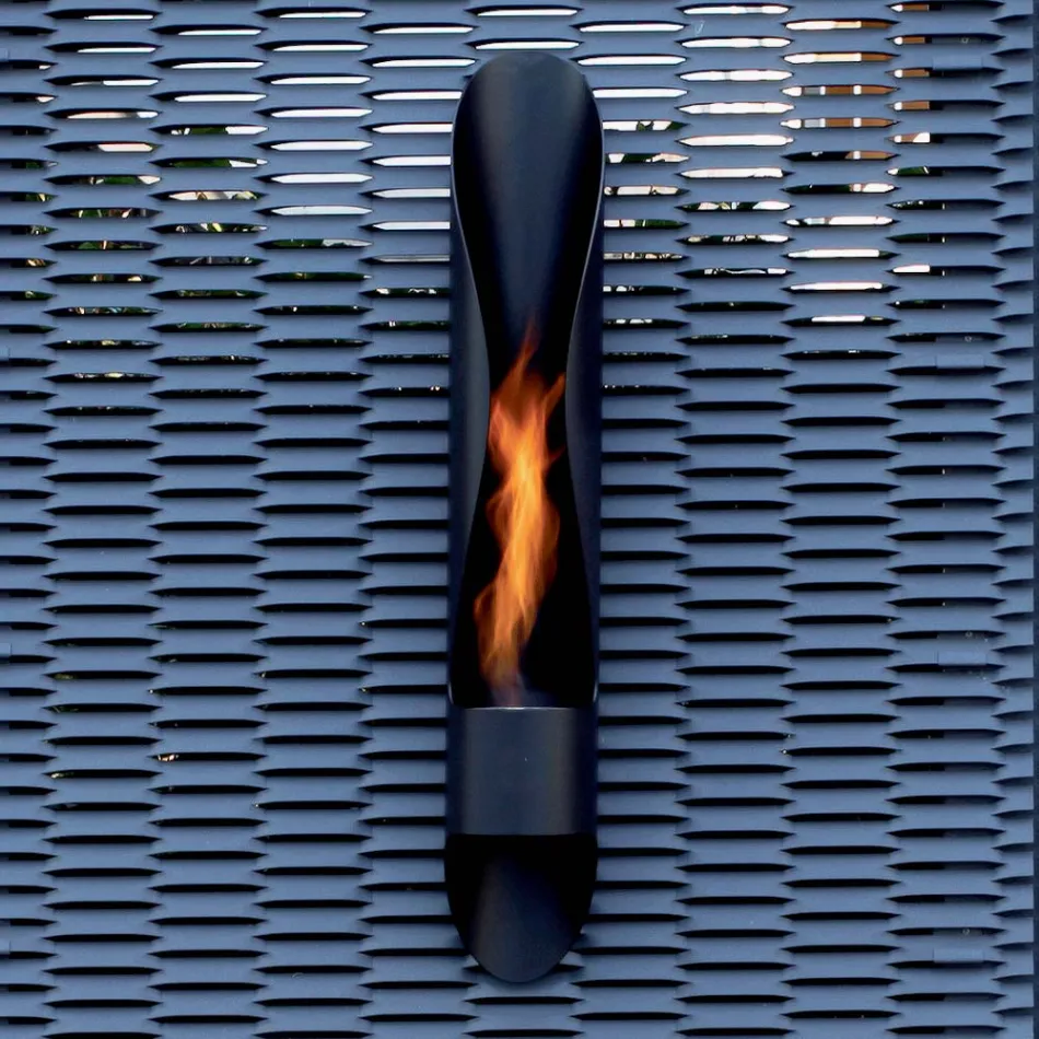 Biocamino da Parete di Design Tubolare e Moderno in Acciaio Nero - Jackson Viadurini