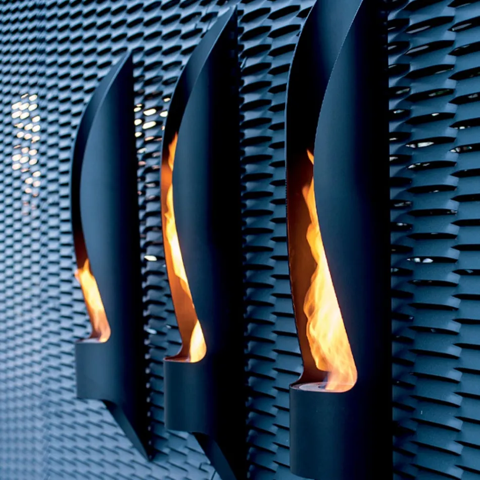 Biocamino da Parete di Design Tubolare e Moderno in Acciaio Nero - Jackson Viadurini