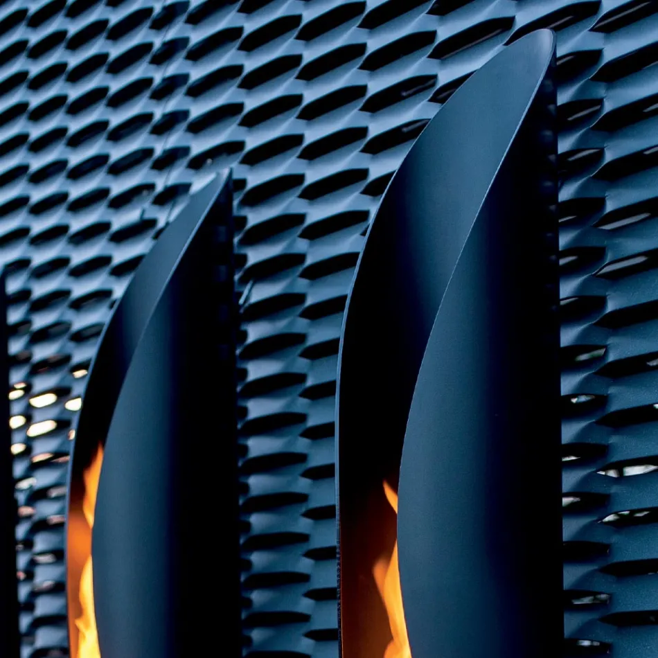 Biocamino da Parete di Design Tubolare e Moderno in Acciaio Nero - Jackson Viadurini