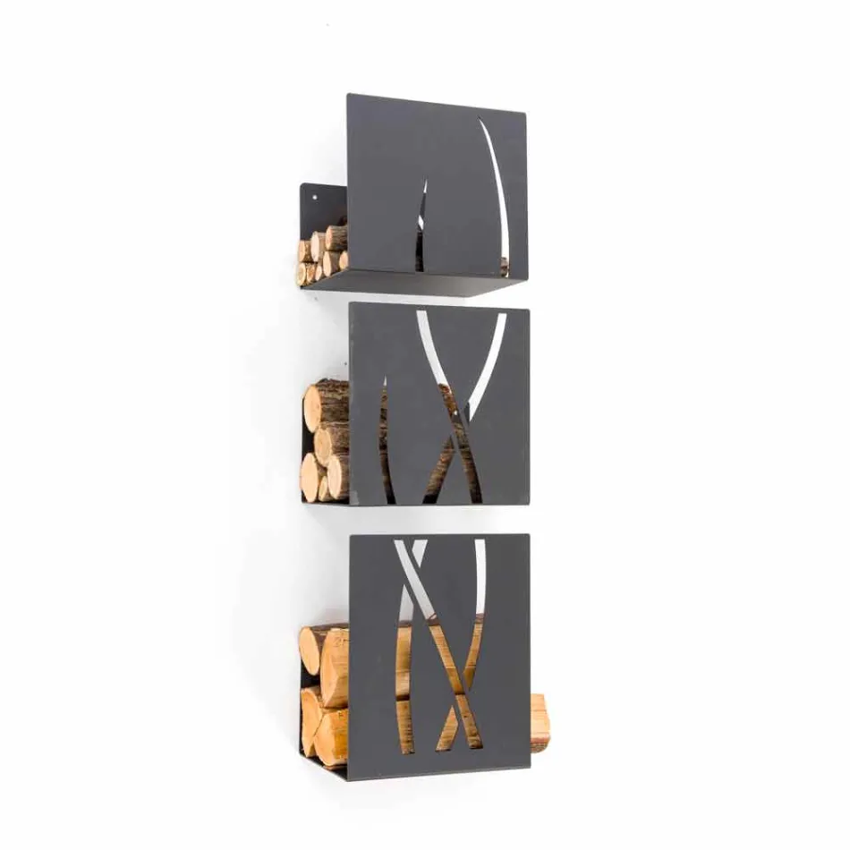 Caf Design Trio portalegna da muro in acciaio made in Italy Viadurini