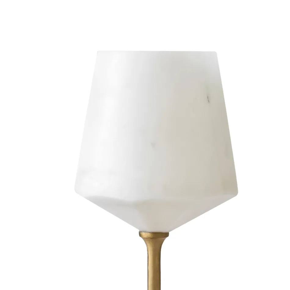 Calice da Vino in Marmo Bianco di Carrara Satinato e Ottone Design - Caglio Viadurini