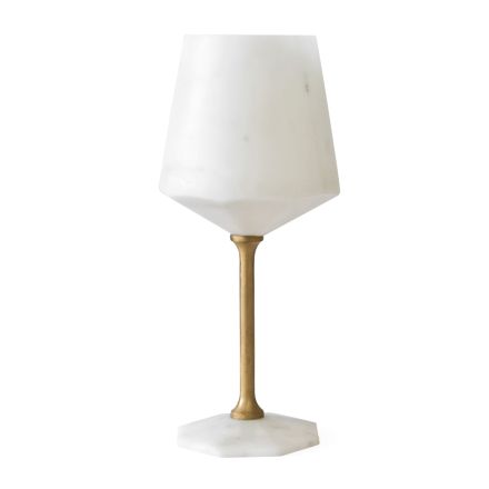 Calice da Vino in Marmo Bianco di Carrara Satinato e Ottone Design - Caglio Viadurini