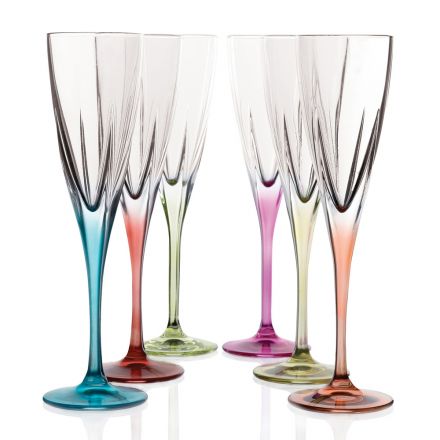 Calici Flute in Cristallo Ecologico Colorato o Trasparente 12 Pz - Amalgama Viadurini