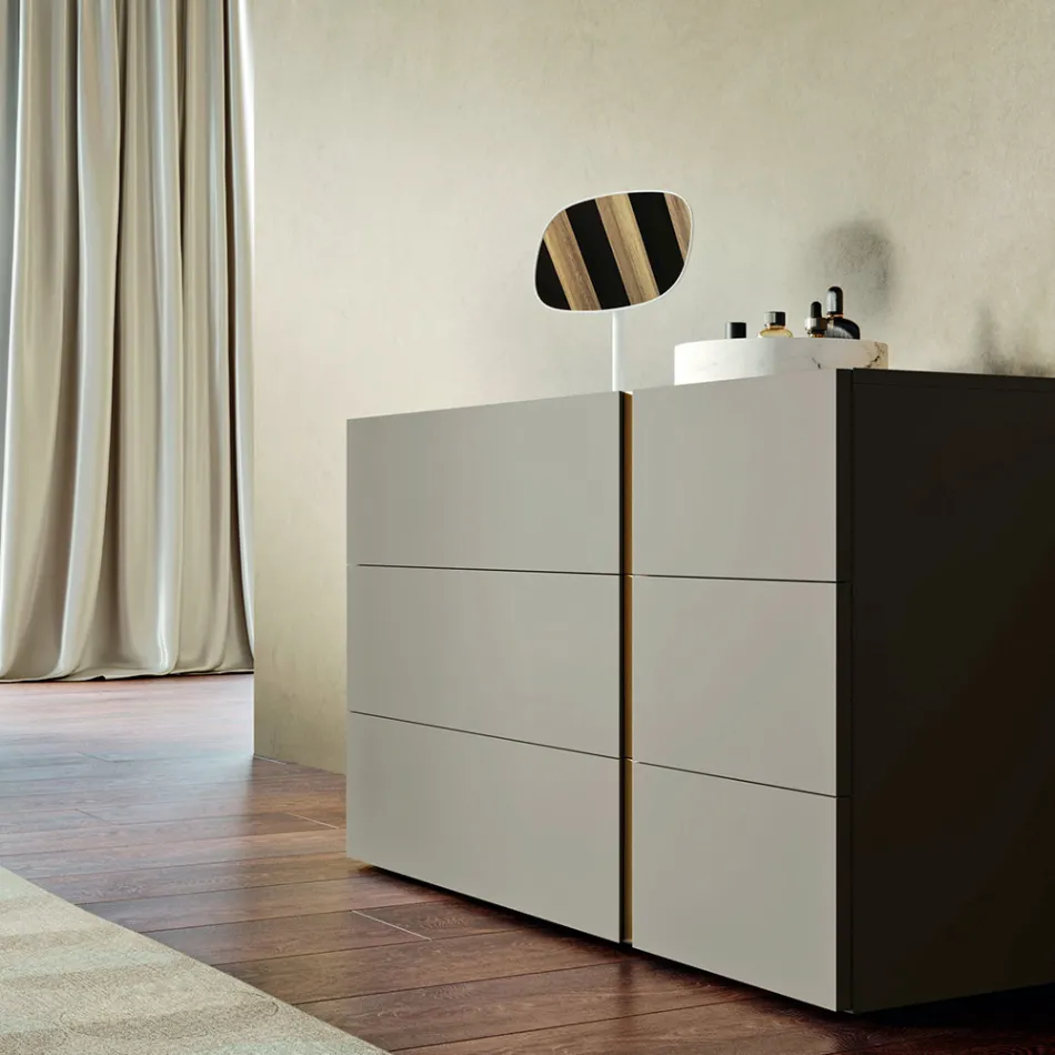 Camera da Letto a 5 Elementi Stile Moderno Made in Italy Alta Qualità - Preziosa Viadurini
