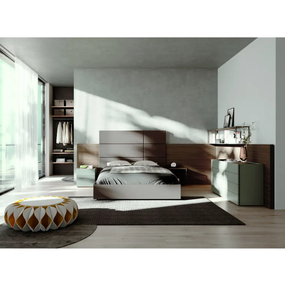 Camera da Letto Matrimoniale a 5 Elementi Made in Italy di Lusso - Smeraldo Viadurini