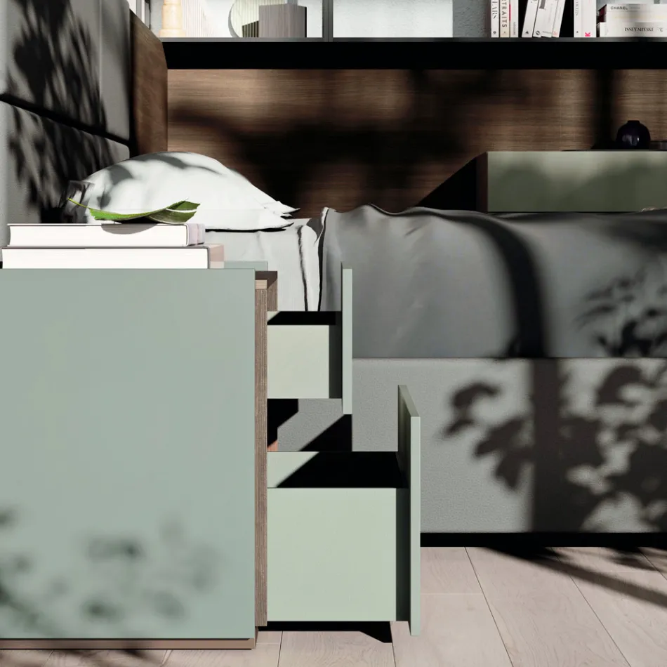 Camera da Letto Matrimoniale a 5 Elementi Made in Italy di Lusso - Smeraldo Viadurini