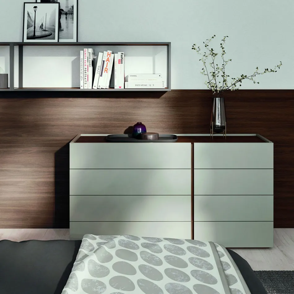 Camera da Letto Matrimoniale a 5 Elementi Made in Italy di Lusso - Smeraldo Viadurini