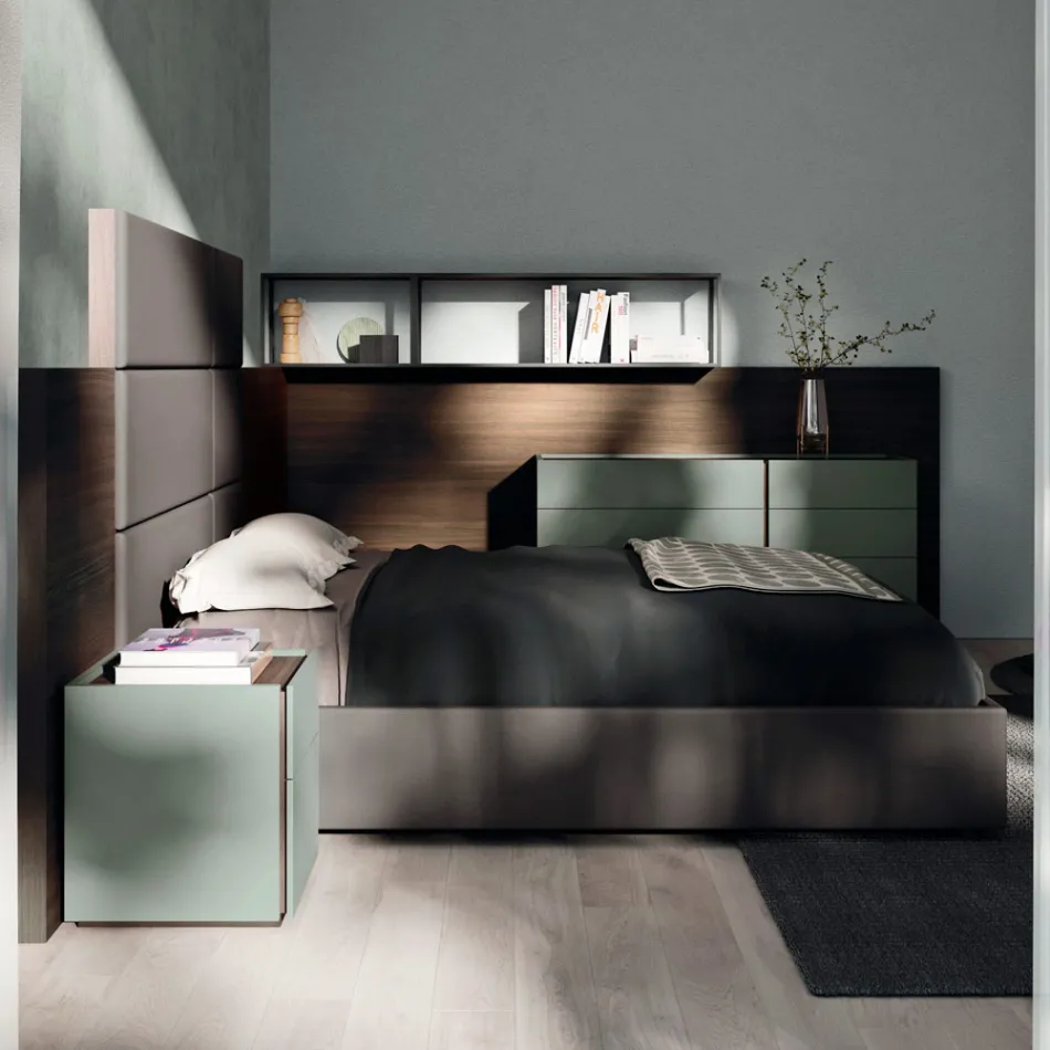 Camera da Letto Matrimoniale a 5 Elementi Made in Italy di Lusso - Smeraldo Viadurini