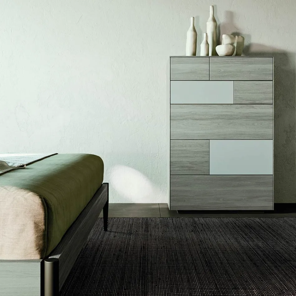 Camera da Letto Moderna a 4 Elementi in Stile Moderno Made in Italy - Lusinda Viadurini