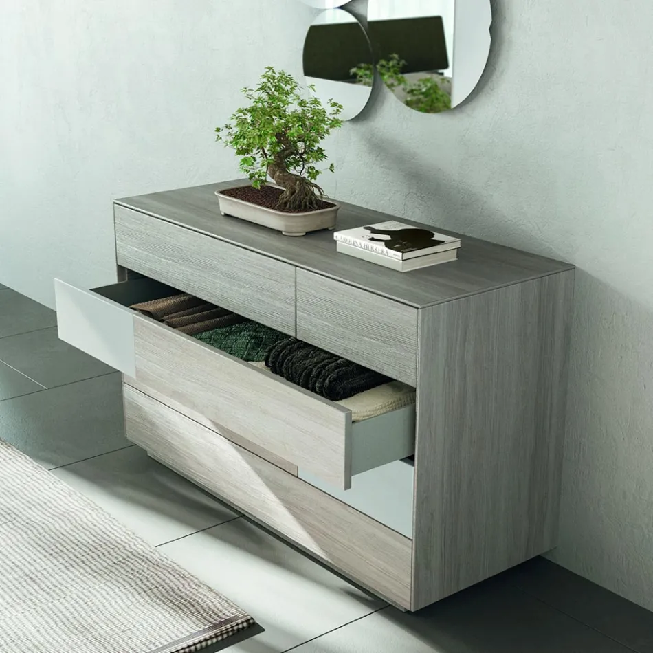 Camera da Letto Moderna a 4 Elementi in Stile Moderno Made in Italy - Lusinda Viadurini