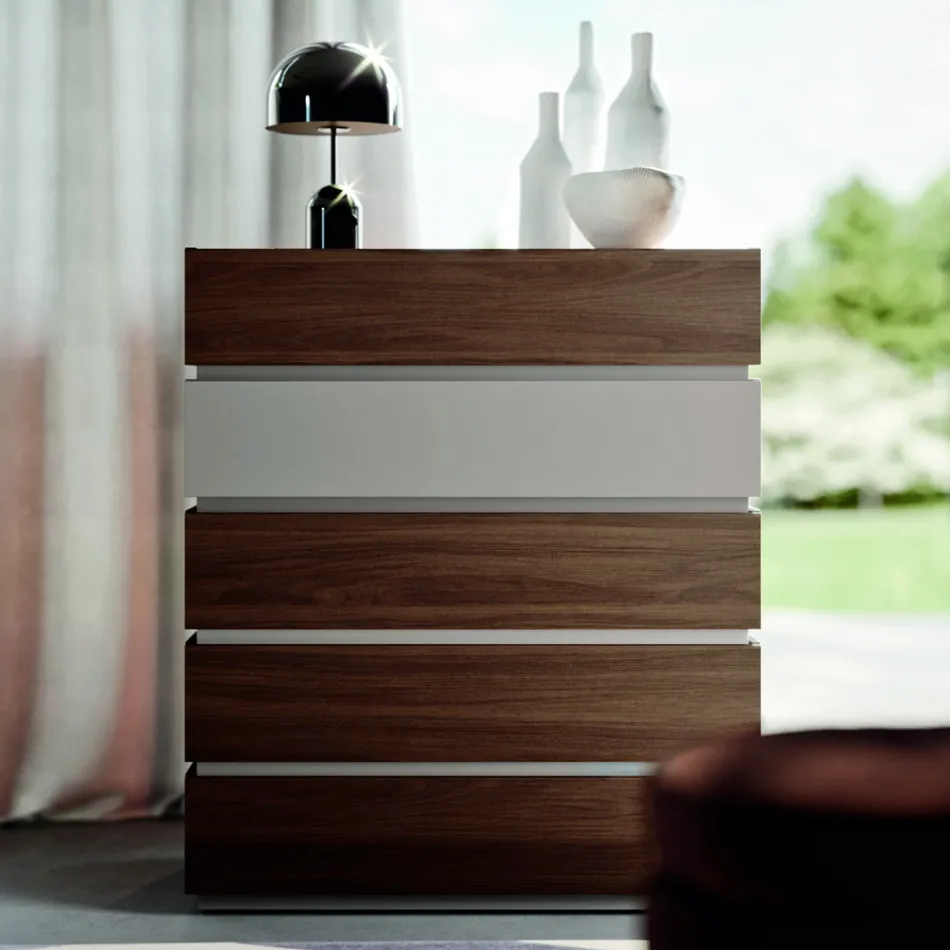 Camera da Letto Moderna a 5 Elementi in Stile Moderno Made in Italy - Melodia Viadurini