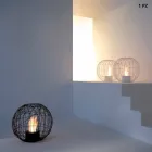 Camino a bioetanolo  da tavolo/terra in acciaio a forma di sfera Henry Viadurini