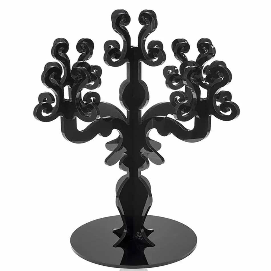 Candelabro tall design rinascimentale, 5 braccia in plexiglass Aragona Viadurini