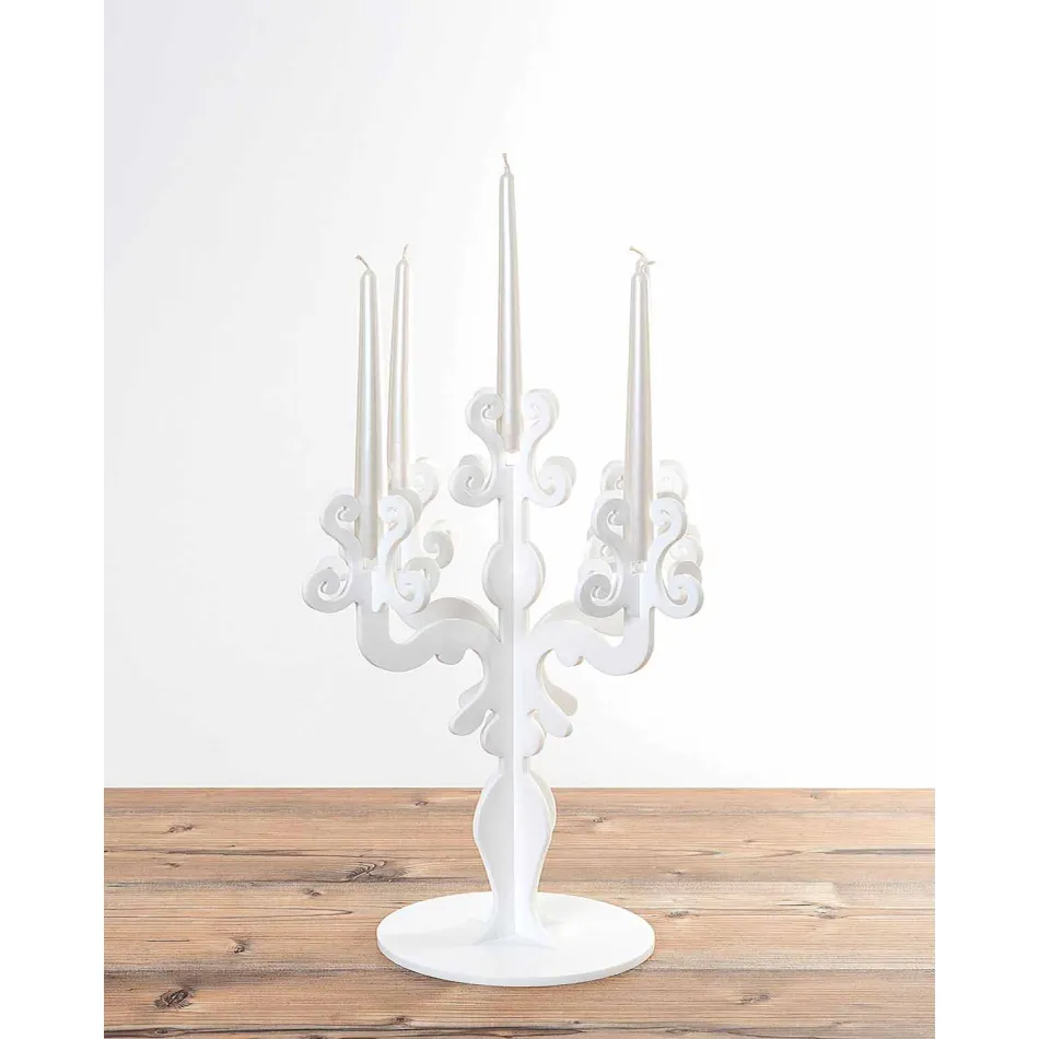 Candelabro tall design rinascimentale, 5 braccia in plexiglass Aragona Viadurini