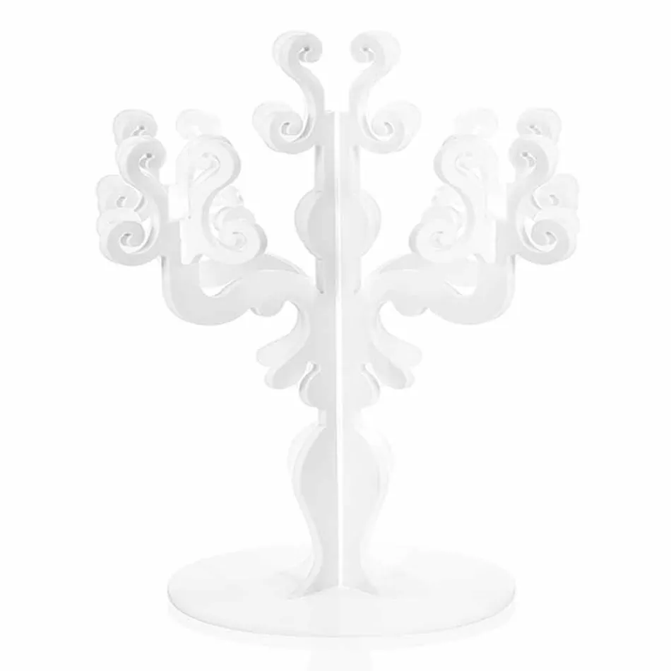 Candelabro tall design rinascimentale, 5 braccia in plexiglass Aragona Viadurini