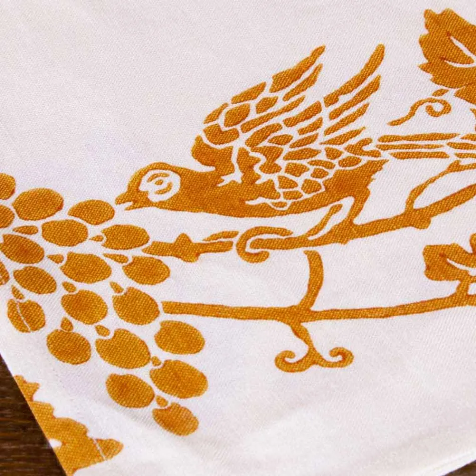 Canovaccio di Lino d’Artigianato Italiano con Disegno Stampato a Mano - Marchi Viadurini