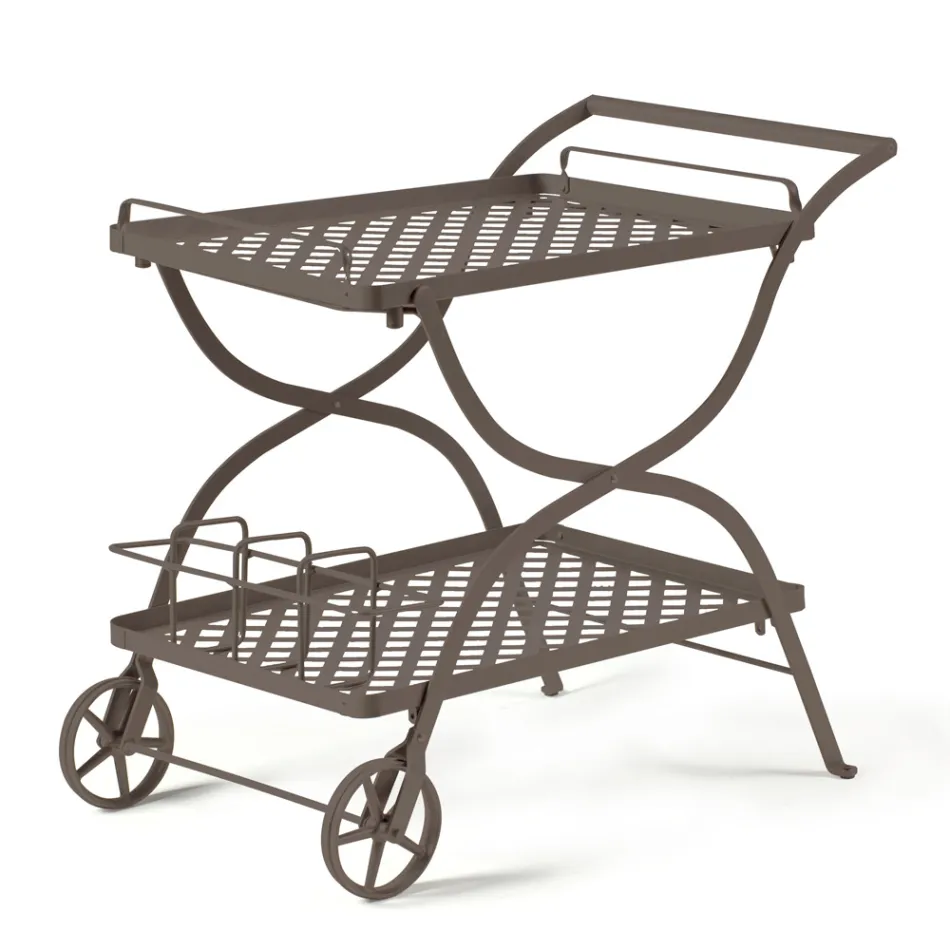 Carrellino Portavivande da Giardino in Acciaio Zincato Made in Italy - Selvaggia Viadurini