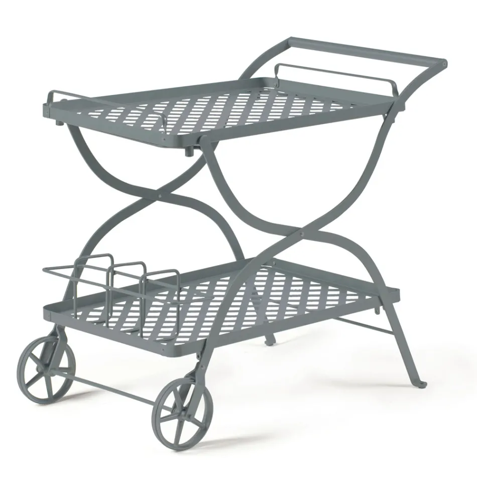 Carrellino Portavivande da Giardino in Acciaio Zincato Made in Italy - Selvaggia Viadurini