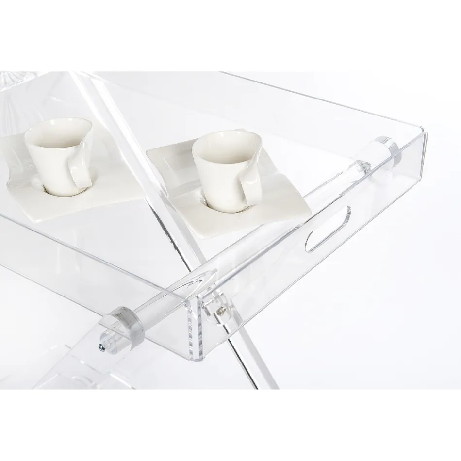 Carrello da Cucina 4 Ruote in Plexiglass Trasparente o con Legno - Magimbo Viadurini